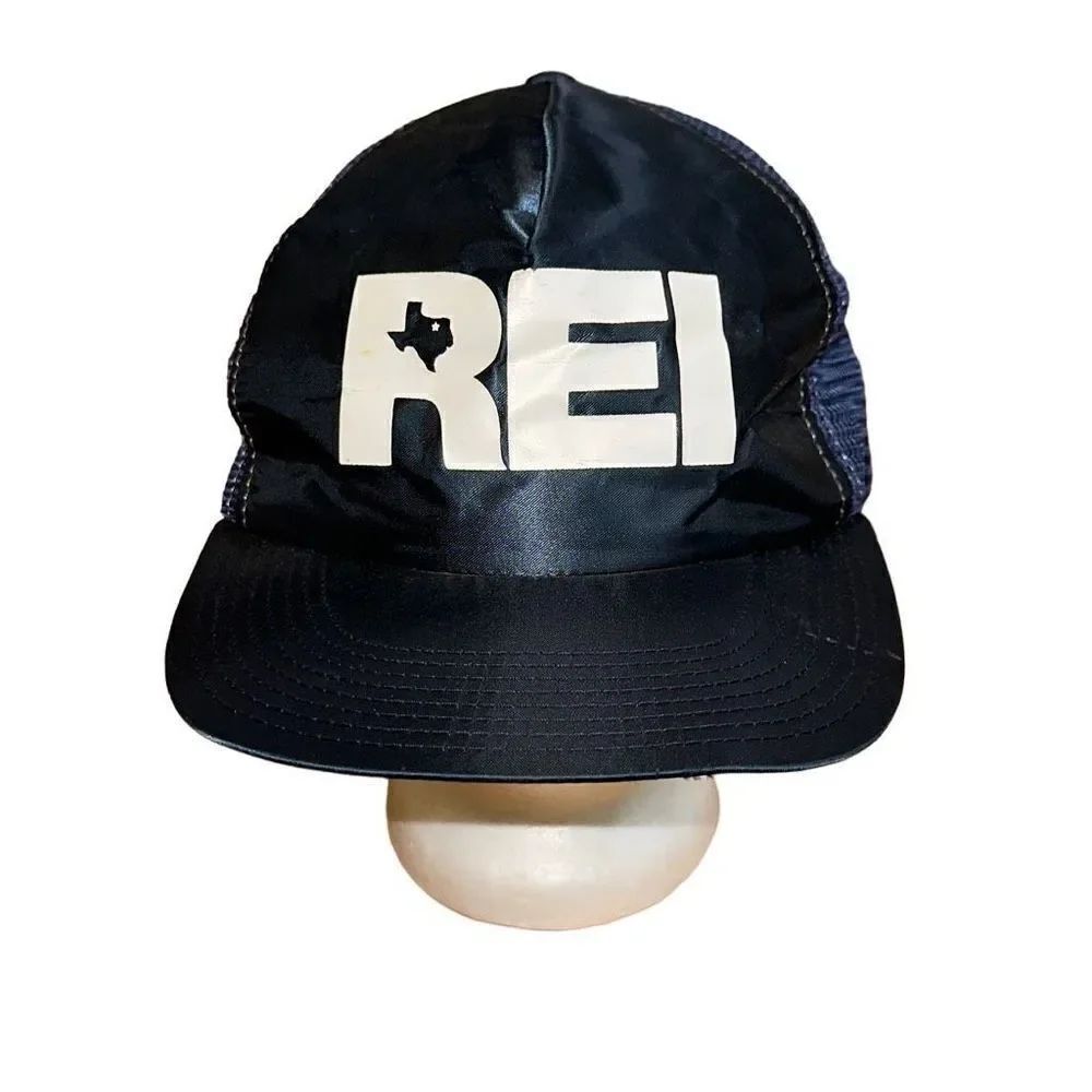 Rare Vintage REI synthetic navy blue Hat snap Back Made in USA outdoor industry